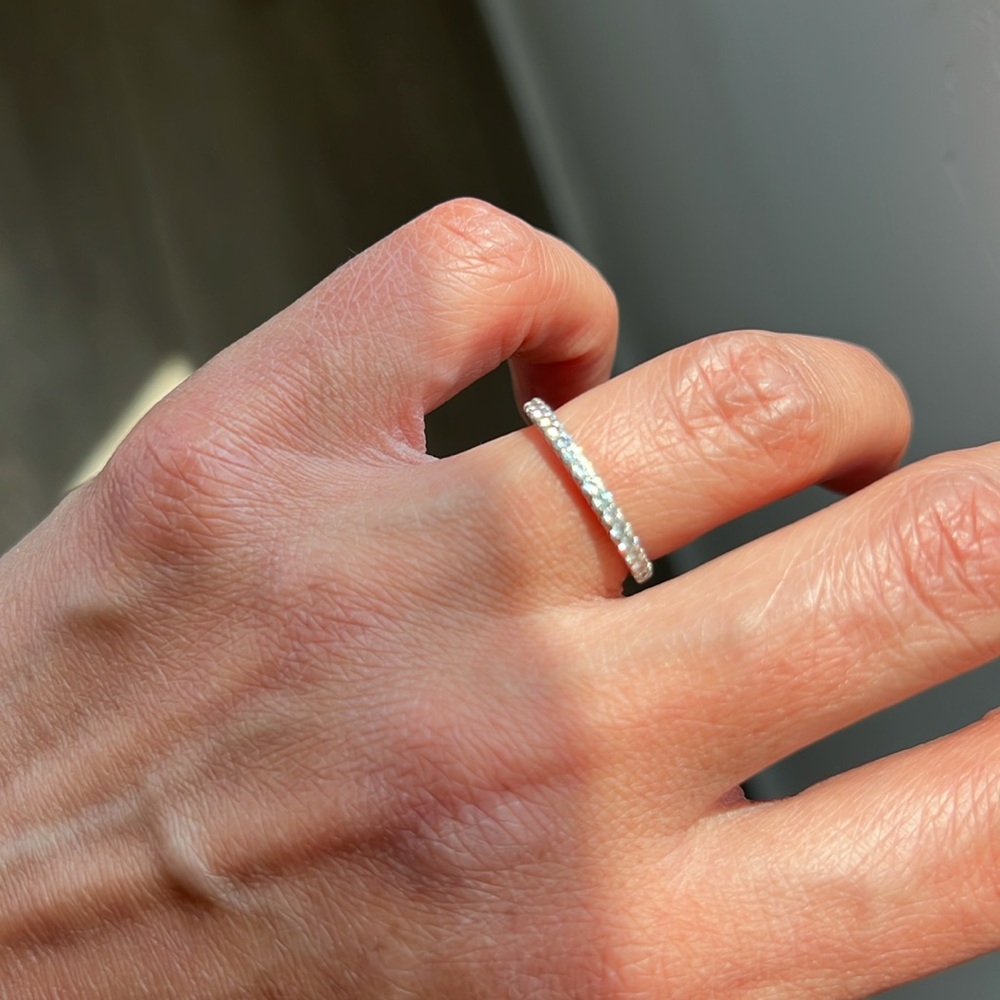 Charles & Colvard Forever One Moissanite eternity band ring